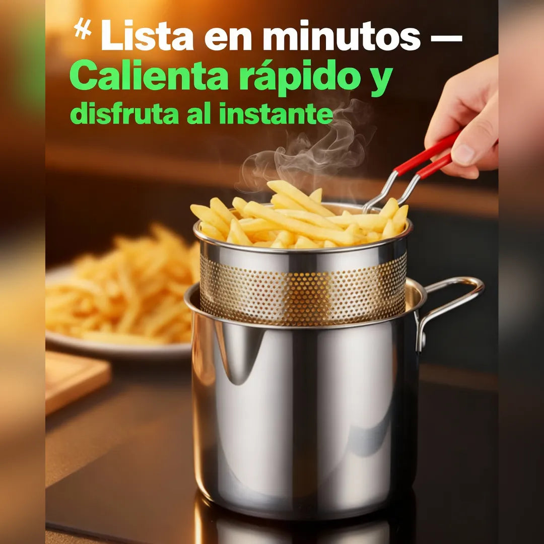 Freidora Circular Anti salpicaduras — Cocina más limpia en 5–8 min